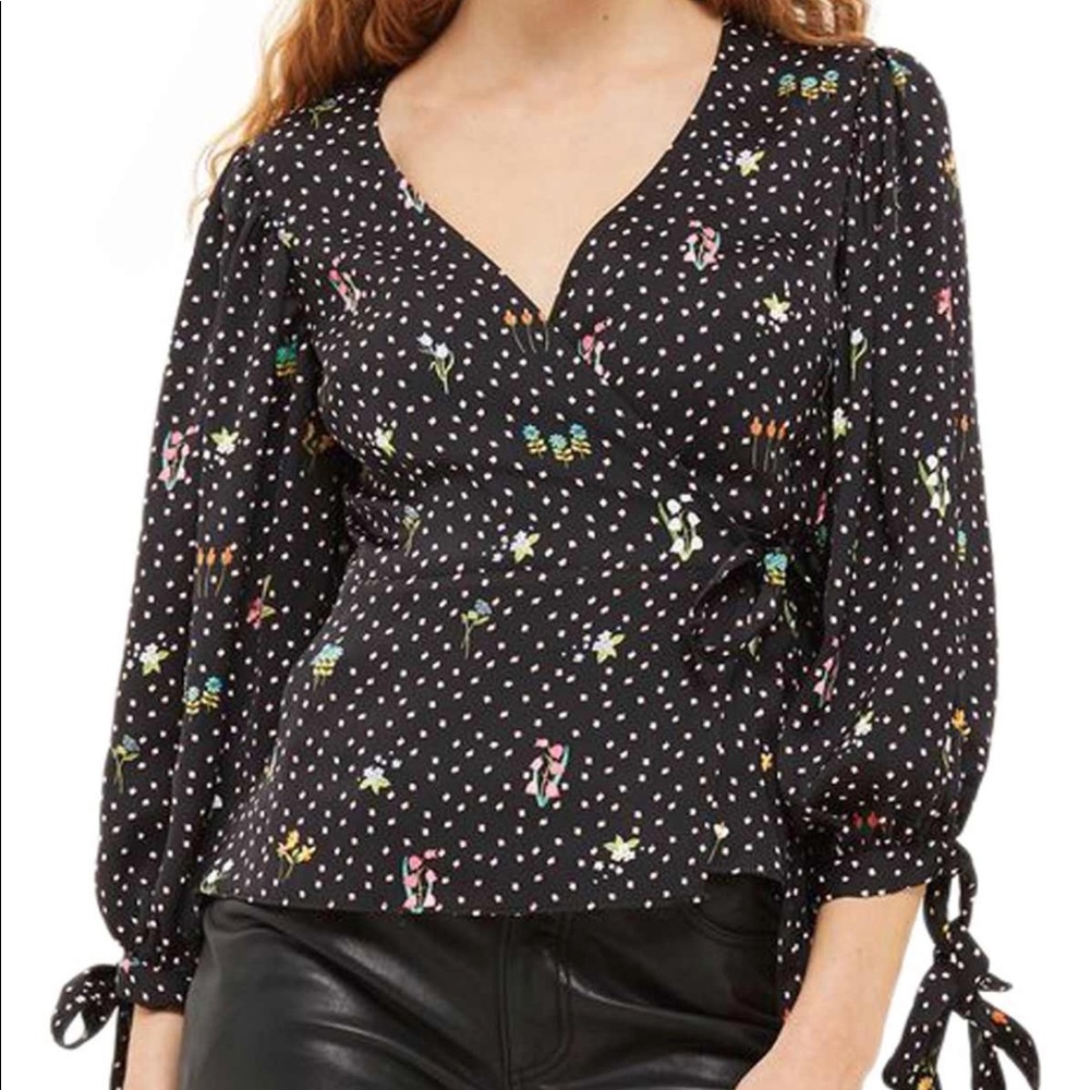 Topshop floral wrap shirt